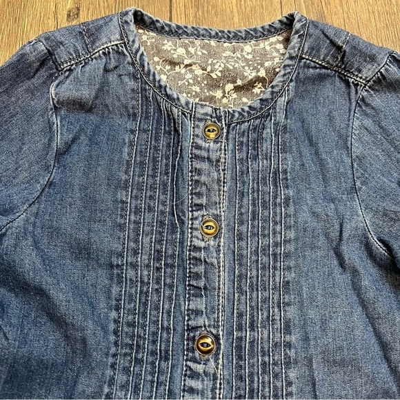 Girls Button Down Dark Blue Denim Cárdigan Top Size 4 - Picture 2 of 5